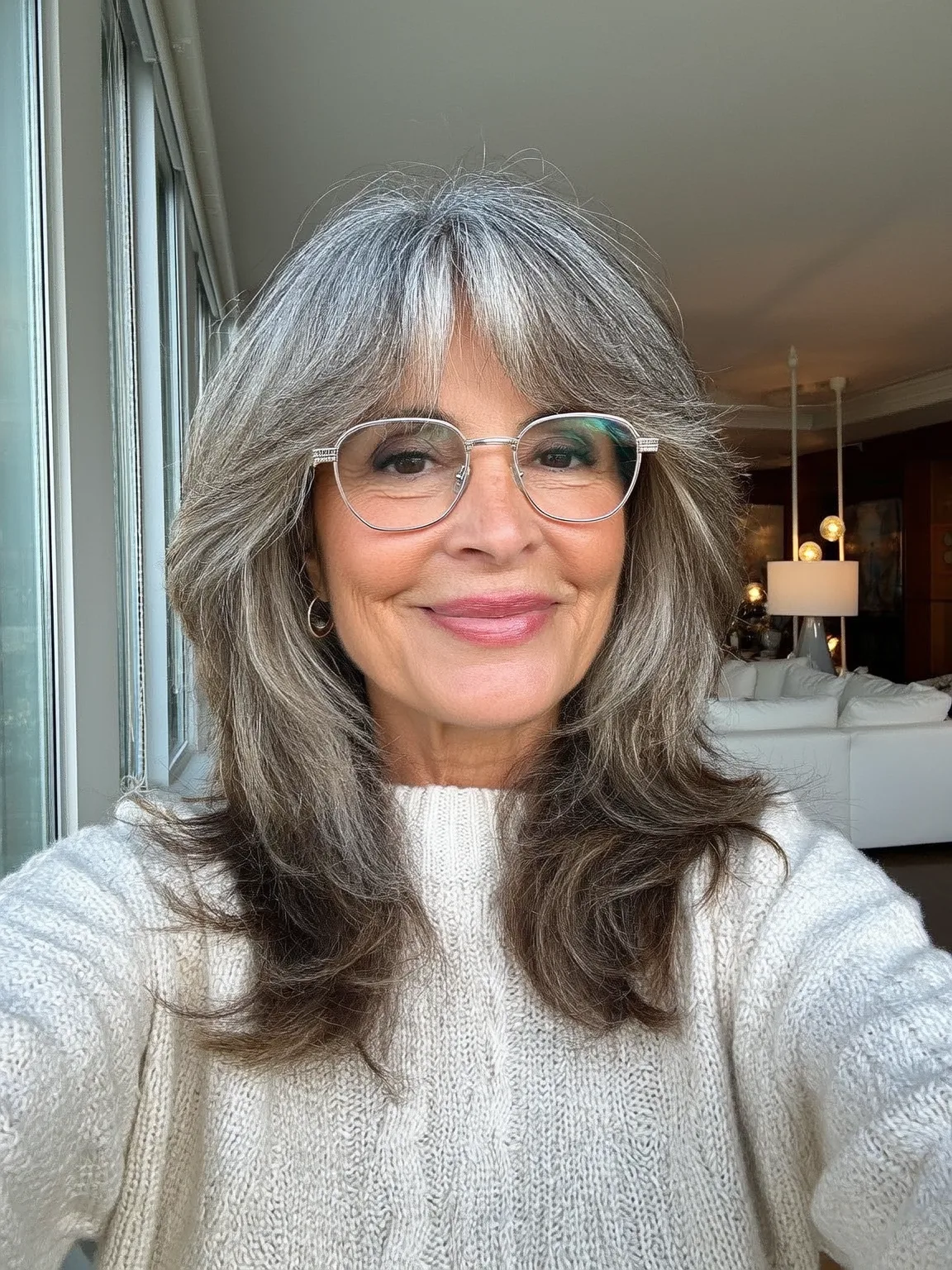 Long Feathered Waves in Silver Grey